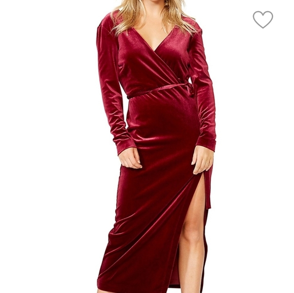 Bardot Dresses & Skirts - Nwt BARDOT deep red velvet wrap dress
